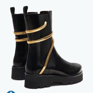 Rene Caovilla Black Boots with Gold Detailing